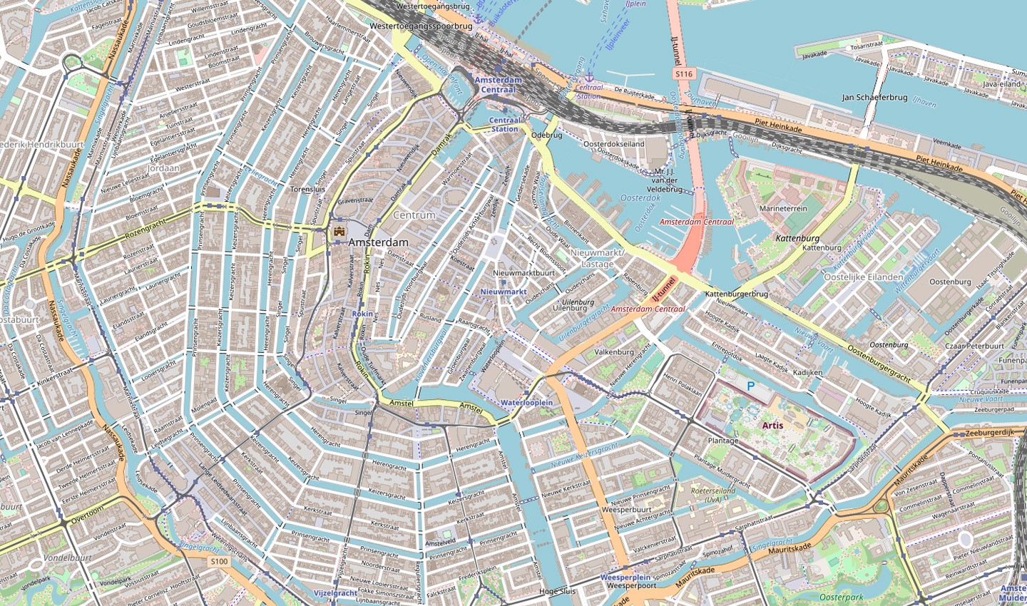 Screencapture of Amsterdam in OSM