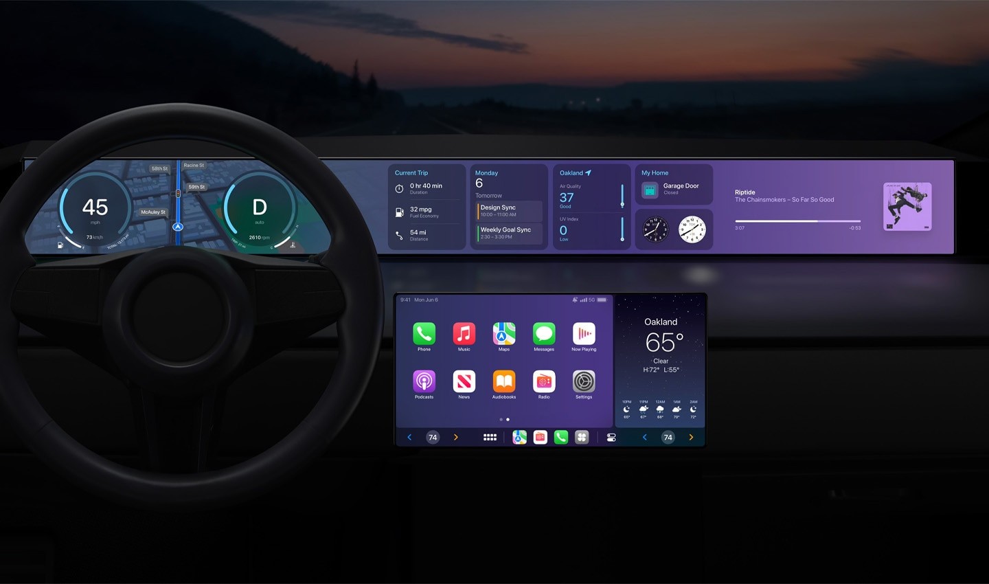 Apple’s designs for its fully integrated CarPlay look beautiful. Even if there is a lot of information at the driver’s fingertips.